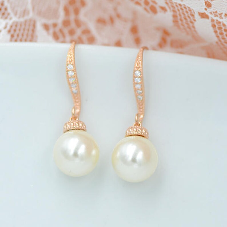 Pearl bridal earrings, Manoha, Pearl wedding jewelry, Pearl earrings, Bridal earrings Pearls ivory, white image 7