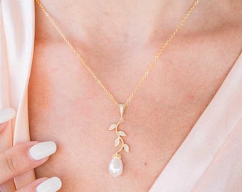Collier de mariée Perle, Jalane, Bijoux mariée romantique, bijoux mariage bohème, goutte mariée, collier pour mariée romantique vintage