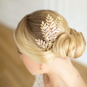 Wedding comb, bridal comb, Héléna, boho comb hair jewelry, leaves, bridal leaf comb, wedding leaves, head accessory image 5