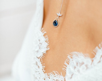 Back jewel for boho bridal necklace. Jewel for a romantic open back dress. Back pendant. catnys