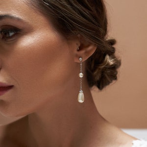 Bridal earrings, Saya, Pearl wedding jewelry, Bridal accessories, FRANCE bridal jewelry, Romantic wedding earrings