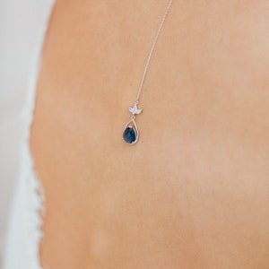 Boho bridal necklace back jewelry. Romantic backless dress jewelry. Back pendant. Catnys