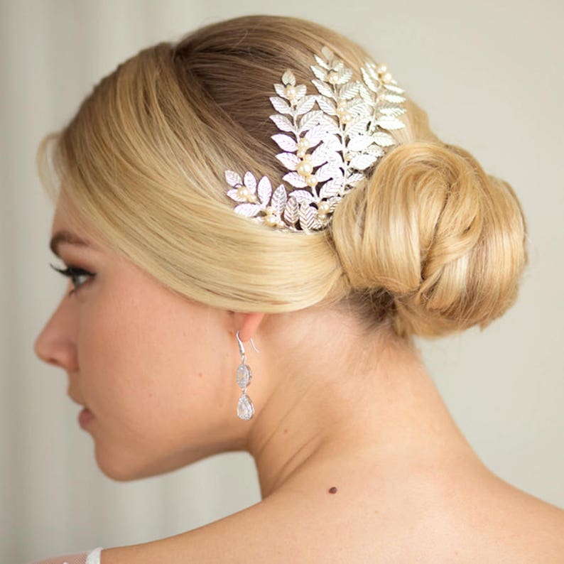 Wedding comb, bridal comb, Héléna, boho comb hair jewelry, leaves, bridal leaf comb, wedding leaves, head accessory image 7