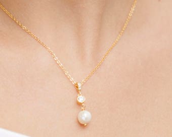 Pearl bridal necklace, Manohé, Pearl bridal necklace, Rose, pink wedding jewelry, Old rose, rhinestone necklace, Bridal pearl necklace, France