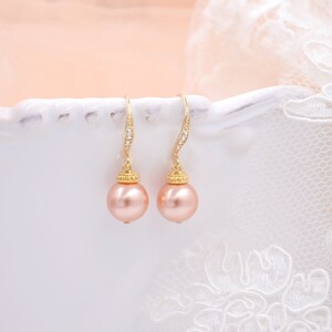 Pearl bridal earrings, Manoha, Pearl wedding jewelry, Pearl earrings, Bridal earrings Pearls ivory, white image 3