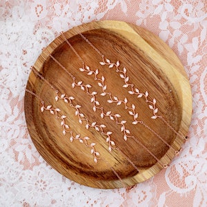 Romantic wedding bracelet with pink gold color leaf pattern, branch bracelet, Bethina, vine bridal bracelet. image 5