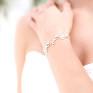 Silver vine bridal bracelet, Bétina, Leaf and branch wedding bracelet, Ideal bridesmaid gift.