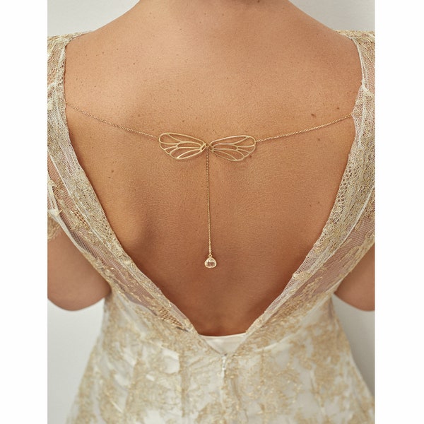 Collier de dos pour robe de mariée. Bijoux de dos mariée. bijoux de robe Capucine.