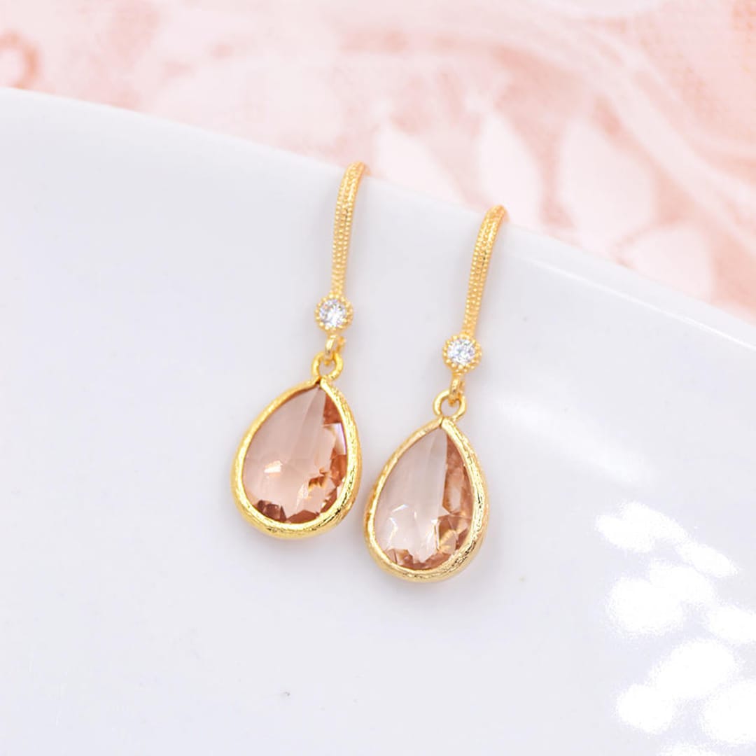 Boucles D'oreilles Goutte Dorées Plaqué Or Avec Cristaux - Marque Drippy - Neuf Avec étiquettes