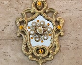 Devotional Heart Cast Iron Mirror with Sweet Vintage Elements
