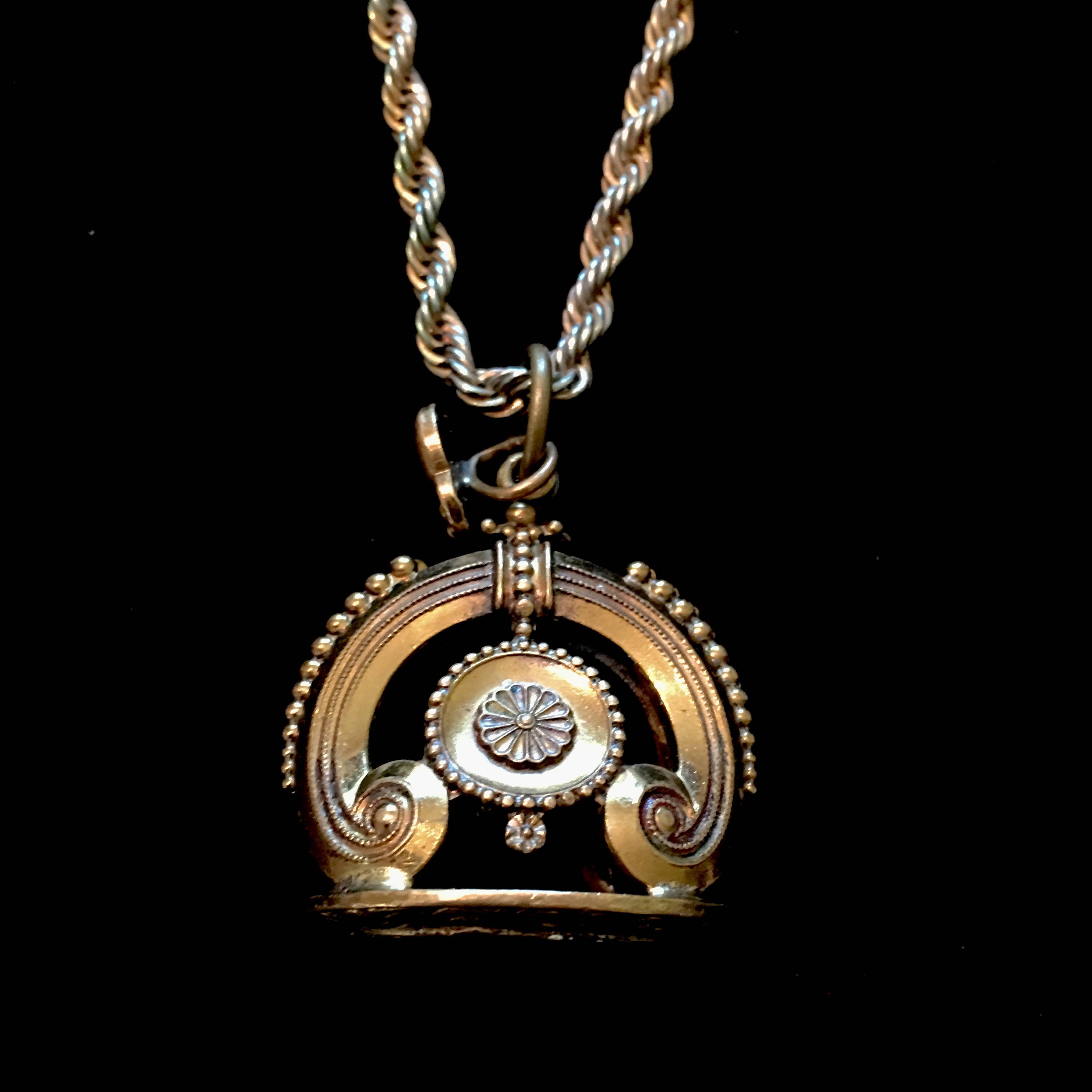 Antique Brass Watch Fob Necklace