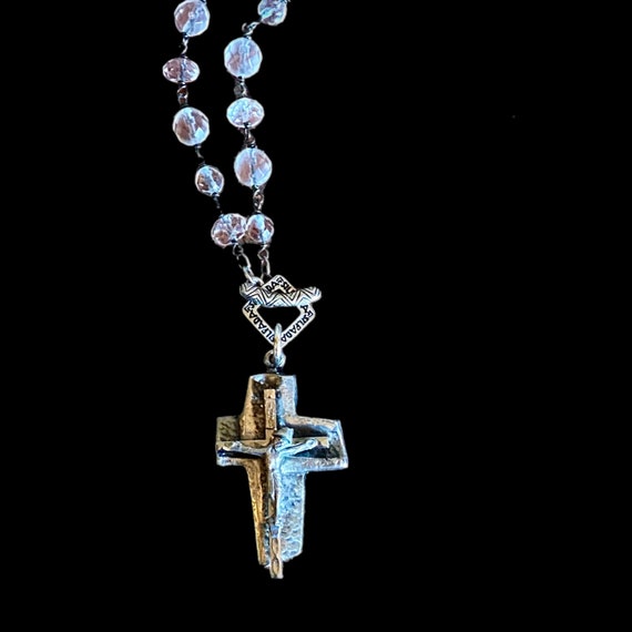 Vintage Layered Pewter Cross Necklace with Silpada Crystal Chain