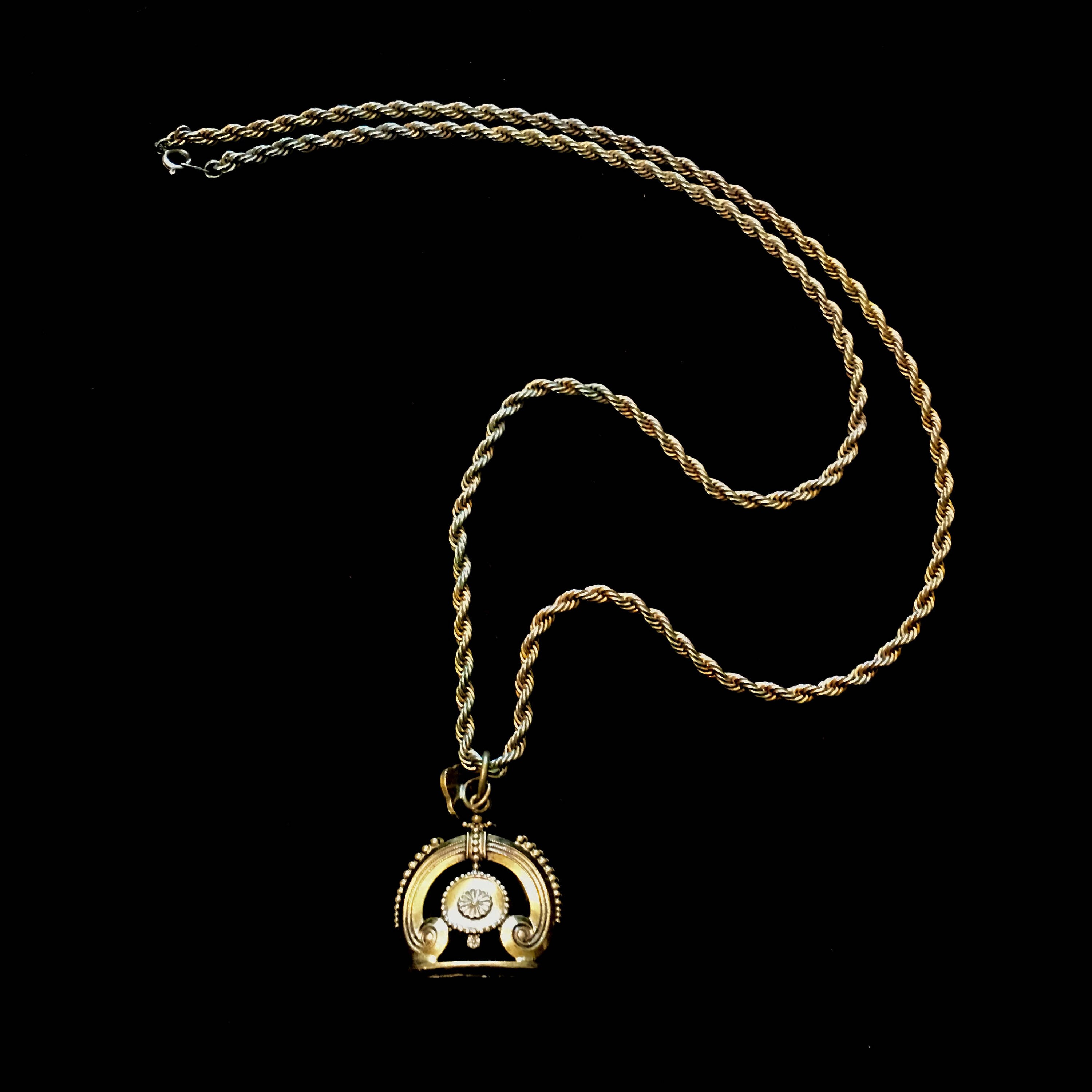 Antique Brass Watch Fob Necklace