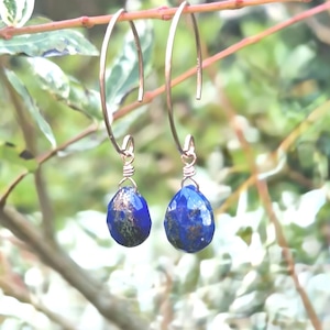 Lapis Lazuli Ohrringe, Lapis Lazuli der Stein der Freundschaft, in Gold filled, Rosegold filled oder 925 Sterling Silber.