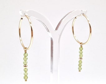 Pendientes de aro de peridoto rellenos de oro o plata de ley