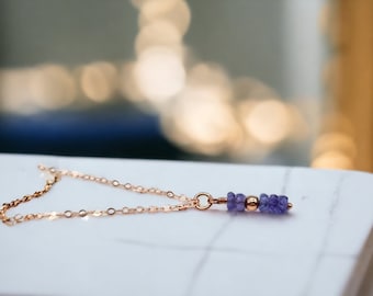 Tanzanite Necklace in Gold Filled, Rose Gold Filled, or Sterling Silver.