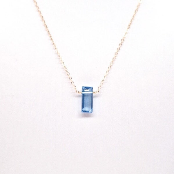 Blue Quartz Necklace, Quartz Pendant, Gold Chain, Rose Gold Chain, Sterling Silver Chain.