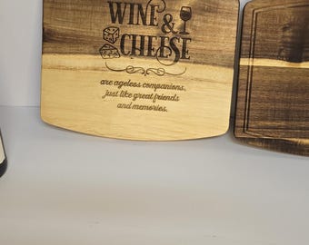 Wine and Cheese themed wooden Cuttng Board