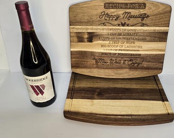 Recipe for a Happy Marriage wooden cutting board