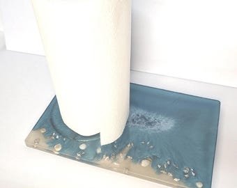 Epoxy and sand Beach Themed Gulf Of America Paper Towel holder