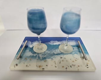 Gulf of American serving tray and wine glass set