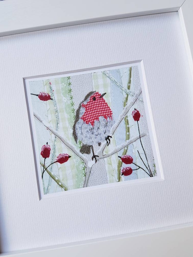 Robin Print Robins Framed Print Bird Print Embroidery Etsy