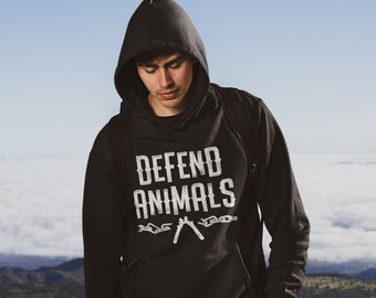 Defend Animals Unisex Hoodie, Vegan Hoodie, Animal Liberation Hoodie, Go Vegan Hoodie, Vegan Apparel, Animal Rights Hoodie, Vegan Shirt