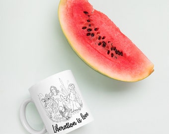 Liberation Is Love Coffe Mug, Vegan Mug, Vegan Coffee Mug, Coffee Mug, Mug, Dairy Free, Plant Based ,Dairy Free, Meat Free, Animal Rightse