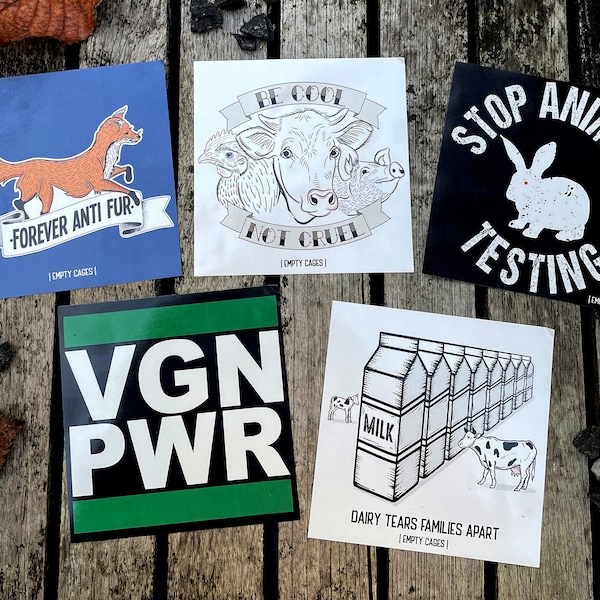 Vegan Stickers Pack 10*10 cm, Vegan Sticker, Vegan Stickers, Sticker, Stickers, Vegan Gift, Animal Rights Sticker, Go Vegan Sticker, Vegan