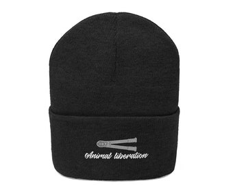 Animal Liberation Beanie, Vegan Beanie, Beanie, Vegan, Dairy Free, Animal Rights, Plant Based, Vegan Apparel, Go Vegan Beanie,End Speciesism