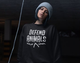 Animal Defender Crewneck Sweatshirt, Vegan Apparel