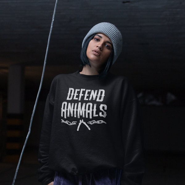 Animal Defender Unisex Crew neck Sweatshirt, Vegan Sweatshirt, End Speciesism, Vegan Apparel, Animal Rights, Animal Lover, Defend Animals