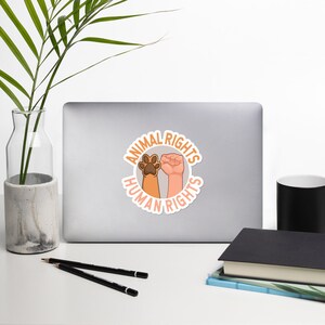 Animal Rights Human Rights Sticker, Taglia 5.5.5.5 (in), Adesivo Vegano, Adesivi Vegani, Vegan Gift, Animal Rights Sticker, Animali
