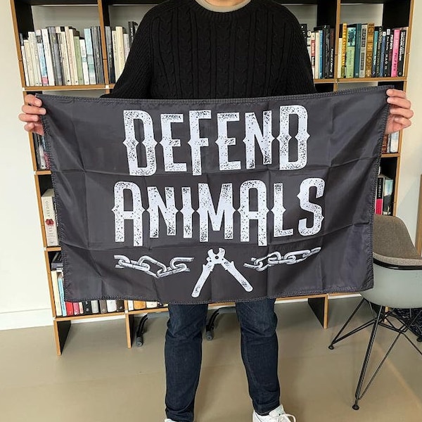 Defend Animals Flag 60*90 CM, Defend Animals, Vegan Flag, Go Vegan Flag, Vegan Activist, Flag, Go Vegan Flag, Vegan Protest Flag, Vegan