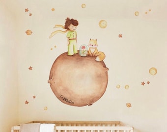 The little prince wall decal. wall sticker little prince. nursery wall sticker. wall stickers nursery little prince. hand painted vinyl