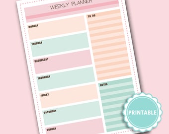 Weekly planner printable. printable habit tracker schedule week printable dietario agenda digital imprimible. digital planner planning dairy