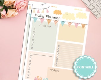 Daily planner printable. printable habit tracker. schedule day printable. dietario agenda digital imprimible. digital planner planning dairy