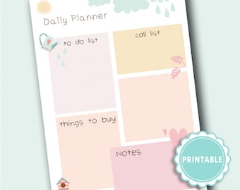 Daily planner printable. printable habit tracker. schedule day printable. dietario agenda digital imprimible. digital planner planning dairy