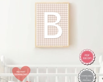 B capital Letter wall art. Nursery wall art printable. nursery decor. letter B wall art printable art for kids, initial s letter girlroom