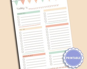 Daily planner printable. printable habit tracker list. schedule weekly printable. agenda digital imprimible. digital planner planning dairy