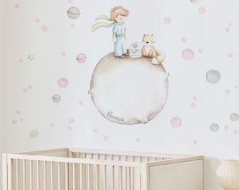 The Little Prince grey and pink 39.37 x 27.56 inches. Wall sticker. Nursery wall art. Kids room decor. Petit prince sticker. Cute wall decal