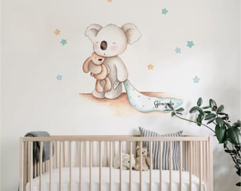 koala with baby Throw Blanket wall decal nursery, koala personalised stickers. Nursery wall Art, koala wall Sticker, wall Art for kids room