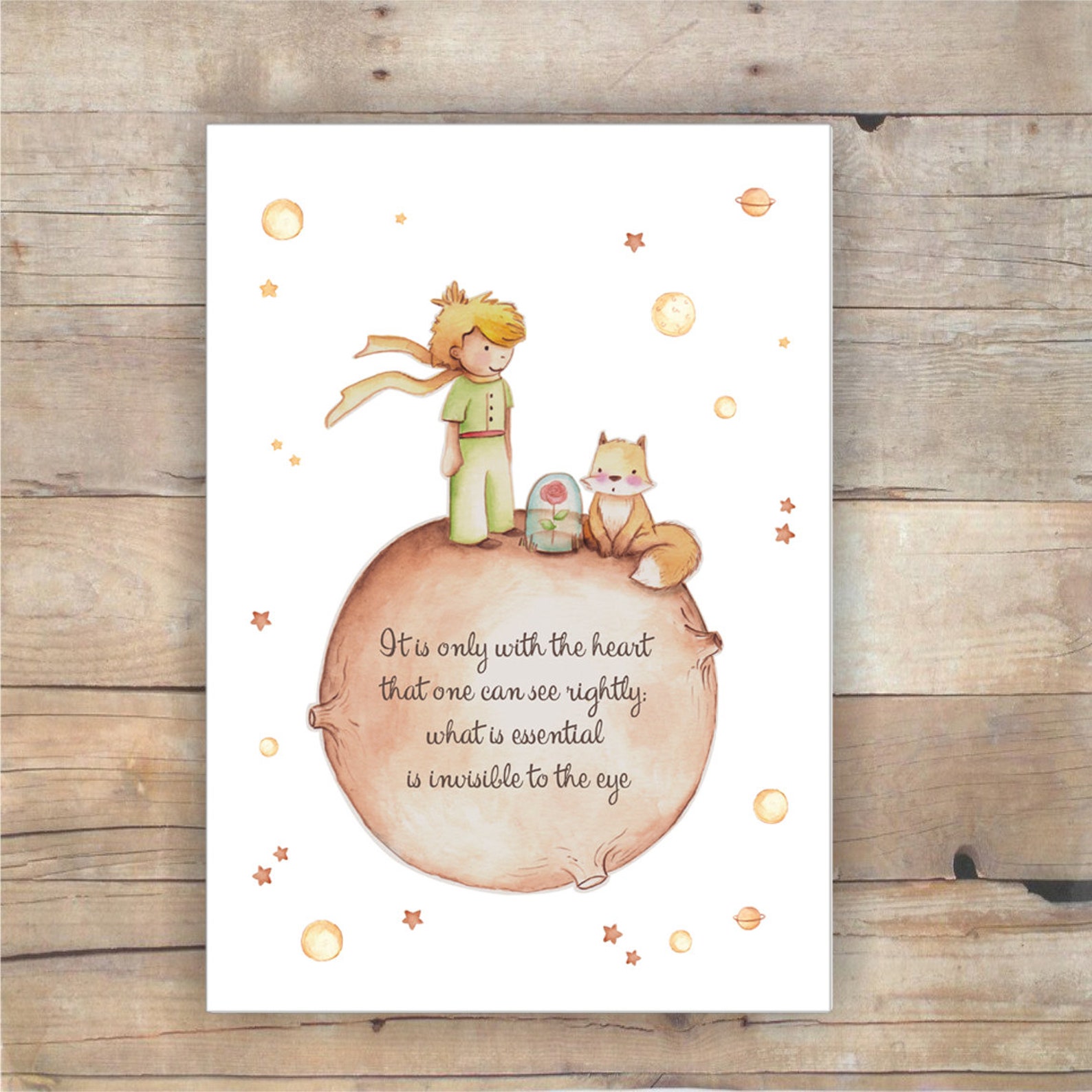 The Little Prince Quote Only With the Heart Watercolor Prints Etsy