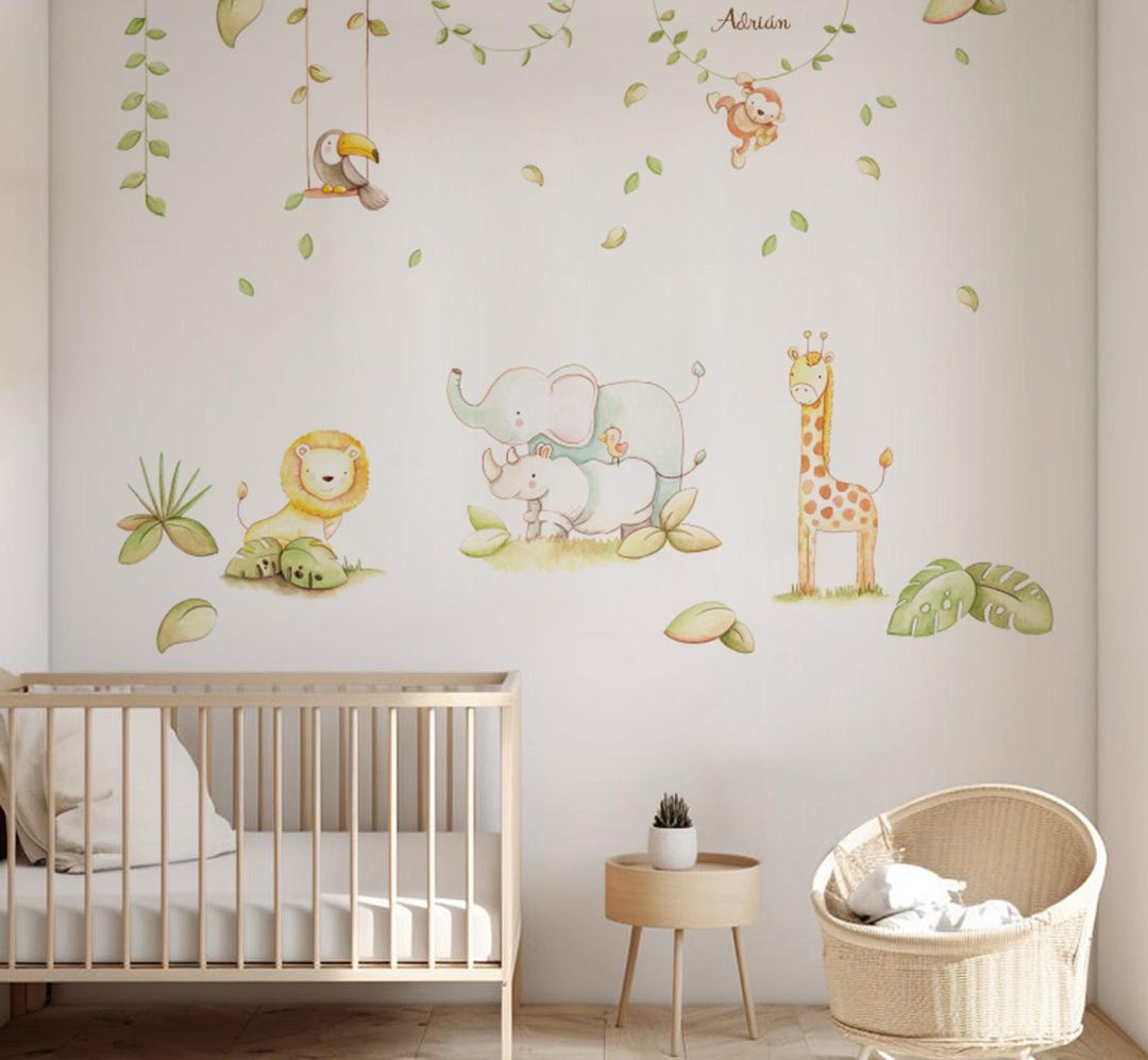 Safari Animals Wall Decal – Jungle Nursery Wall Sticker – Baby Room ...