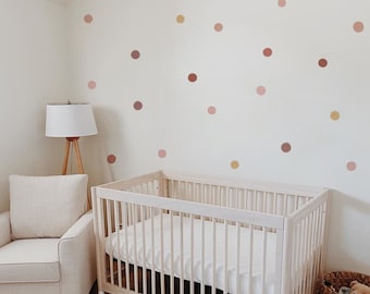Boho style Polka dot wall decals for nursery room. Polka dot stickers, rainbow dots, pastel color looks like painted on wall, wall stickers