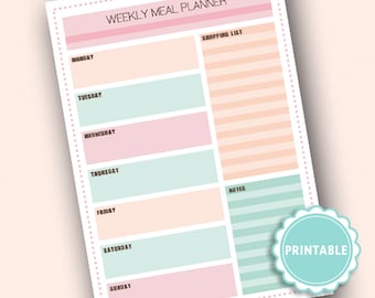 Weekly meal planner printable. habit tracker schedule week printable dietario agenda digital imprimible. digital planner planning dairy
