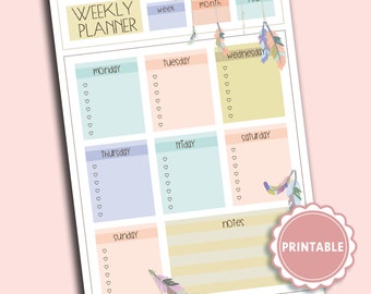 Weekly Boho planner printable. printable habit tracker. schedule weekly printable. planner insert. habit track printable. digital planner