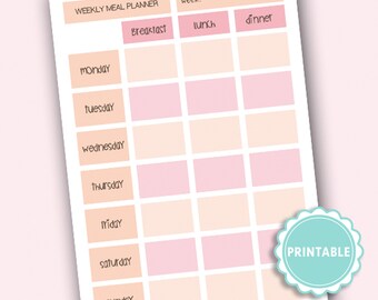 Weekly meal planner printable. habit tracker schedule week printable dietario agenda digital imprimible. digital planner planning dairy