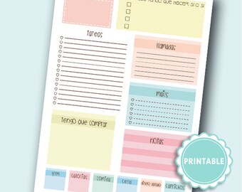 Daily planner printable. printable habit tracker. schedule day printable. dietario agenda digital imprimible. digital planner planning dairy