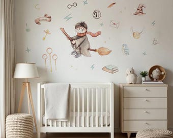 Harry Potter Wall Decal. Nursery room wall sticker art. Harry Potter wall sticker. Newborn baby room. Harry Potter nursery wall art baby